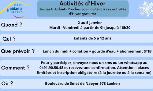 Activités d'Hiver pour les Jeunes Aidants & Proches