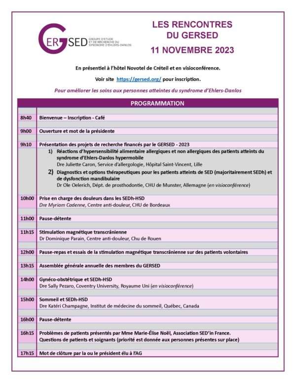 Les rencontres du GERSED  syndrome d'Ehlers Danlos