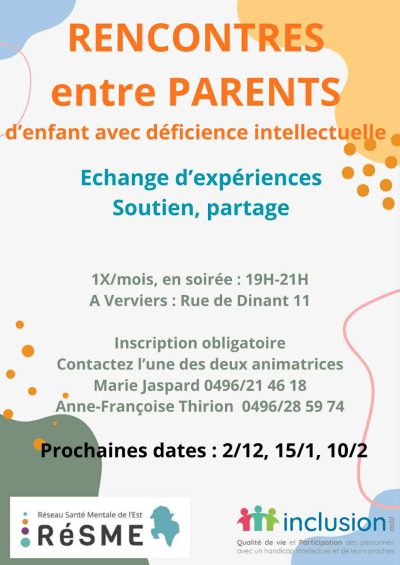Rencontre entre parents d’enfant avec déficience intellectuelle