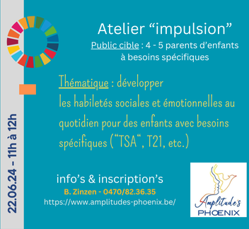 Atelier Impulsion : Développer les habiletés sociales et émotionnelles au quotidien pour des enfants avec besoins spécifiques